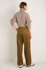 DB X Wyse Pleat Cord Trouser - Dark Chartreuse