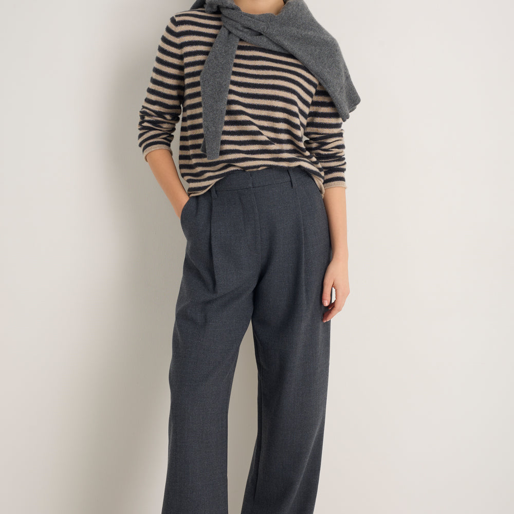 DB x WYSE Wool Blend Pleated Trouser - Charcoal Grey