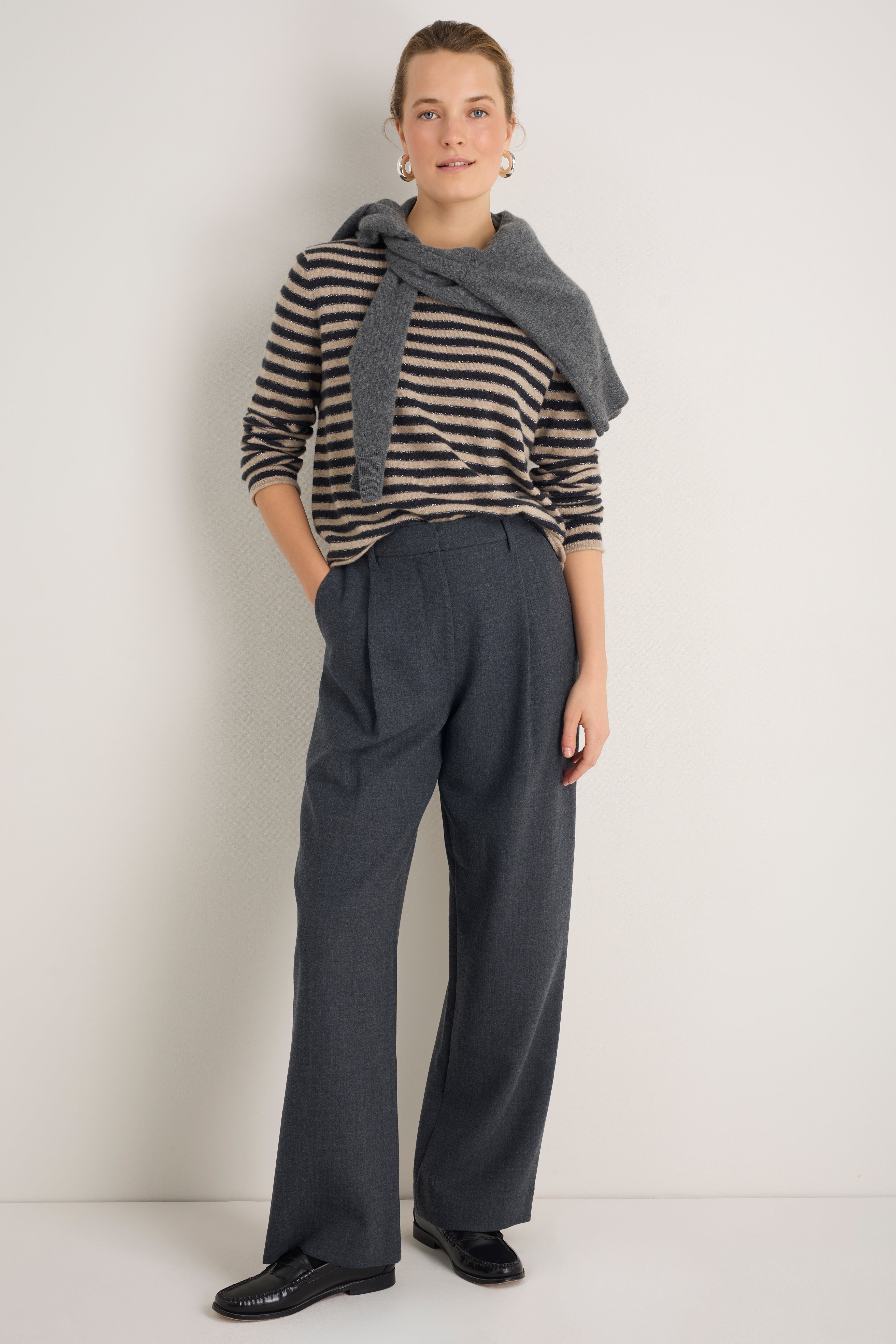 DB x WYSE Wool Blend Pleated Trouser - Charcoal Grey