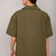 Back view of khaki short-sleeved cotton shirt.