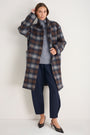 DB x Wyse Cocoon Coat - Brown/Blue Check