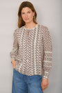 Daphne Printed Blouse - Ivory Woodblock