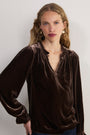 Daphne Silk Velvet Blouse - Chocolate