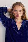 Daphne Silk Velvet Blouse - Maritime Blue