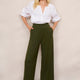 Delphine Cropped Pull On Trouser - Moss Green