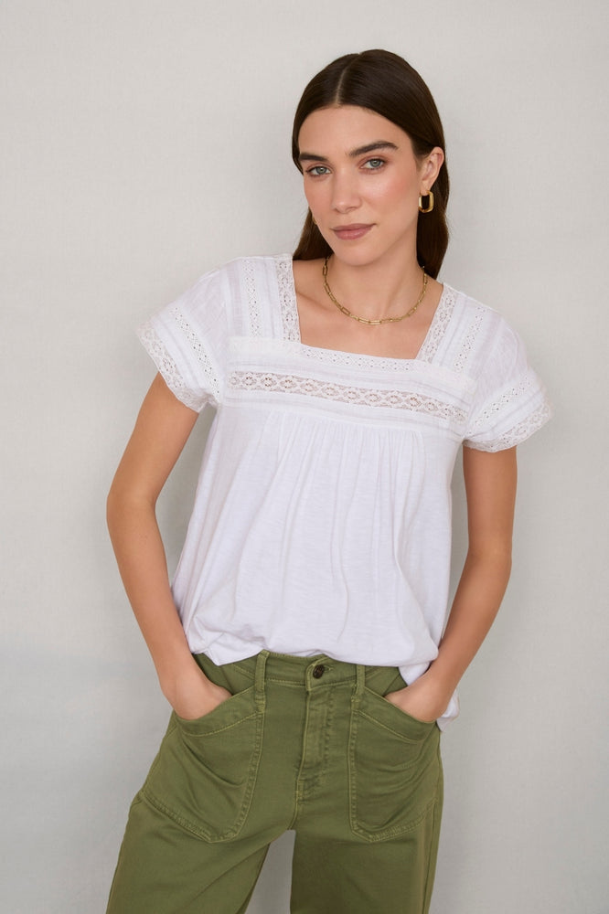 Delphine Square Neck Top - White