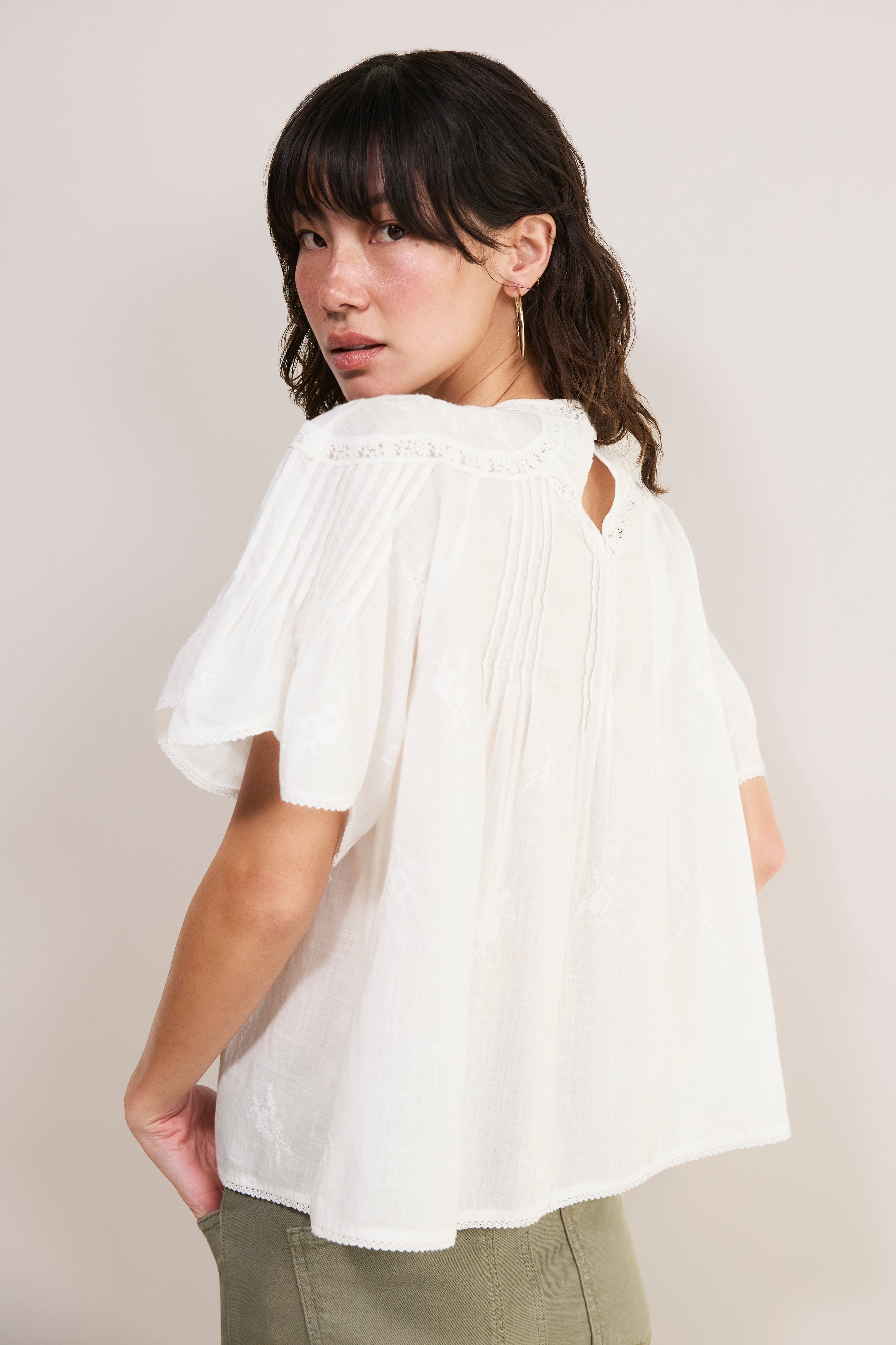 Dominique Top - White Embroidered