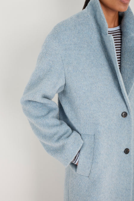 Dylan Drawn Cloth Coat - Blue