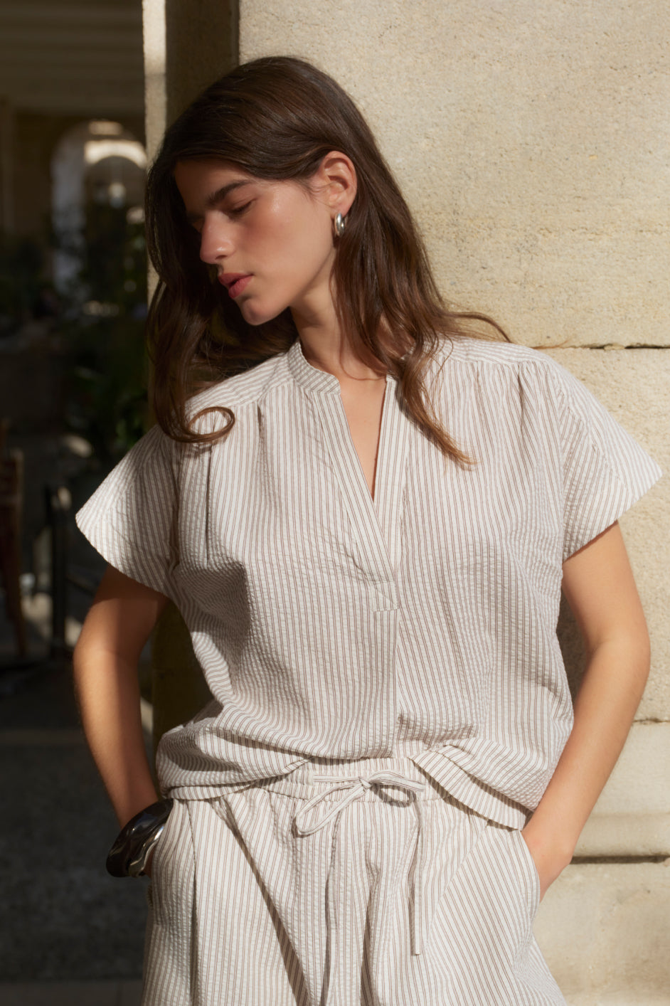 Romy Top - Cocoa/Ecru Stripe