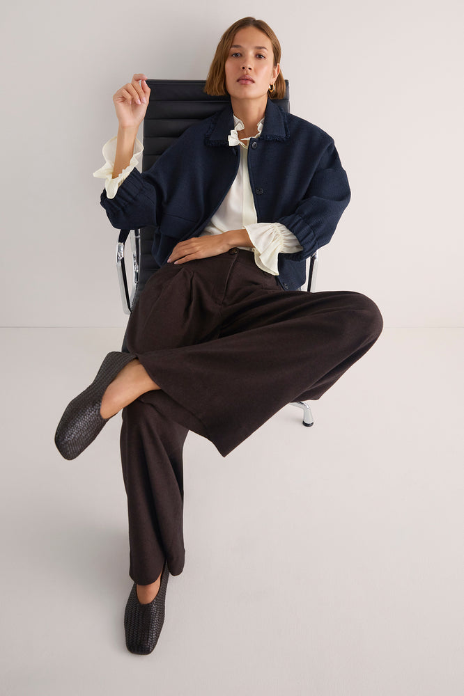 Cath x WYSE Audrey Wool Blend Trouser - Chocolate