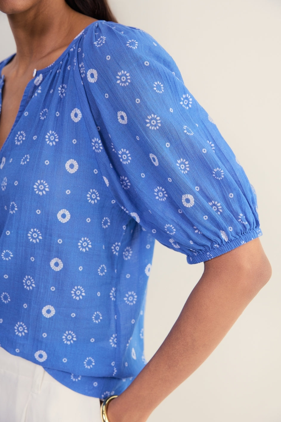 Edie Blouse - Soft Cobalt Shibori