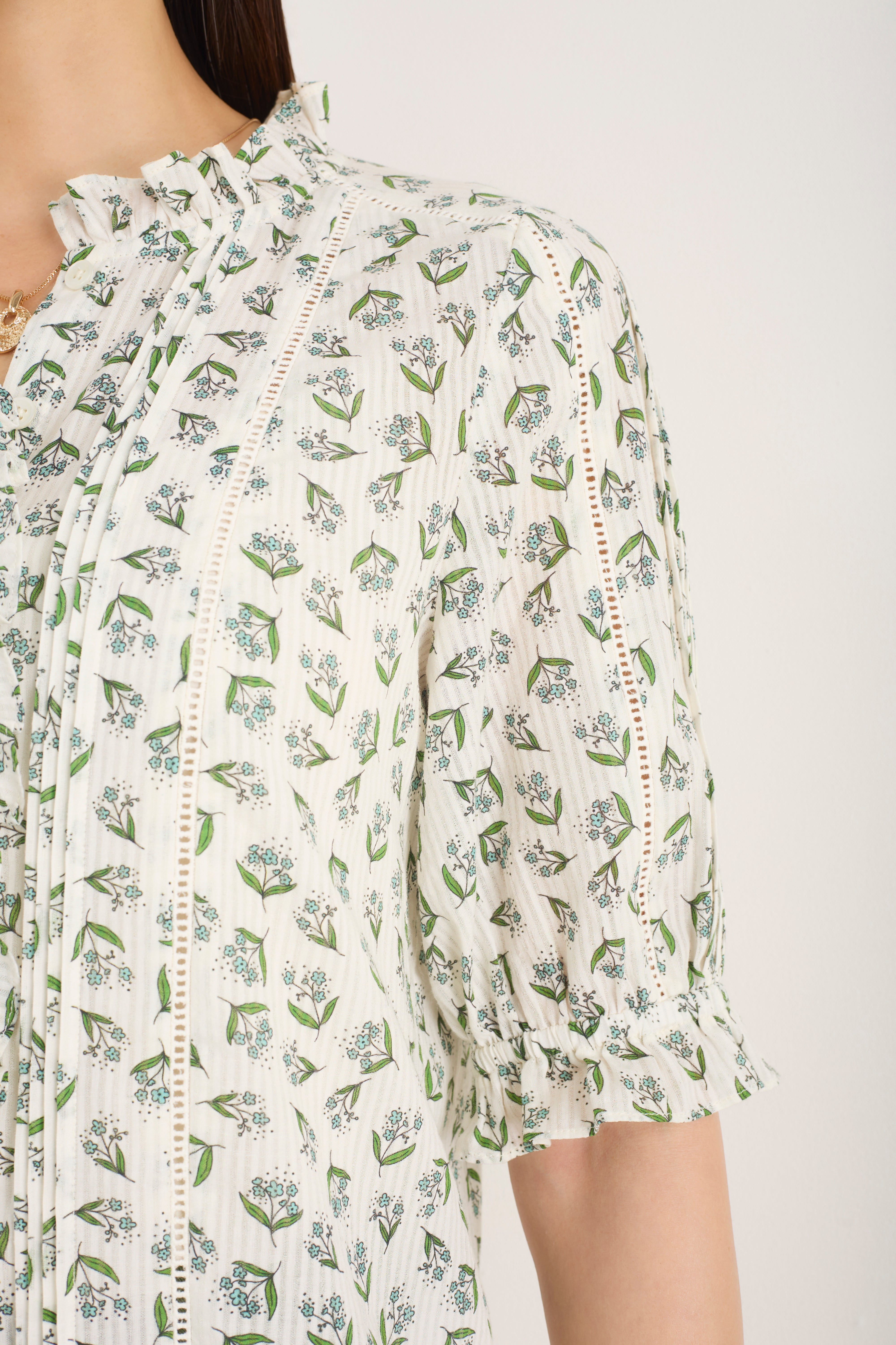 Elara Blouse - Ivory Stamp Floral