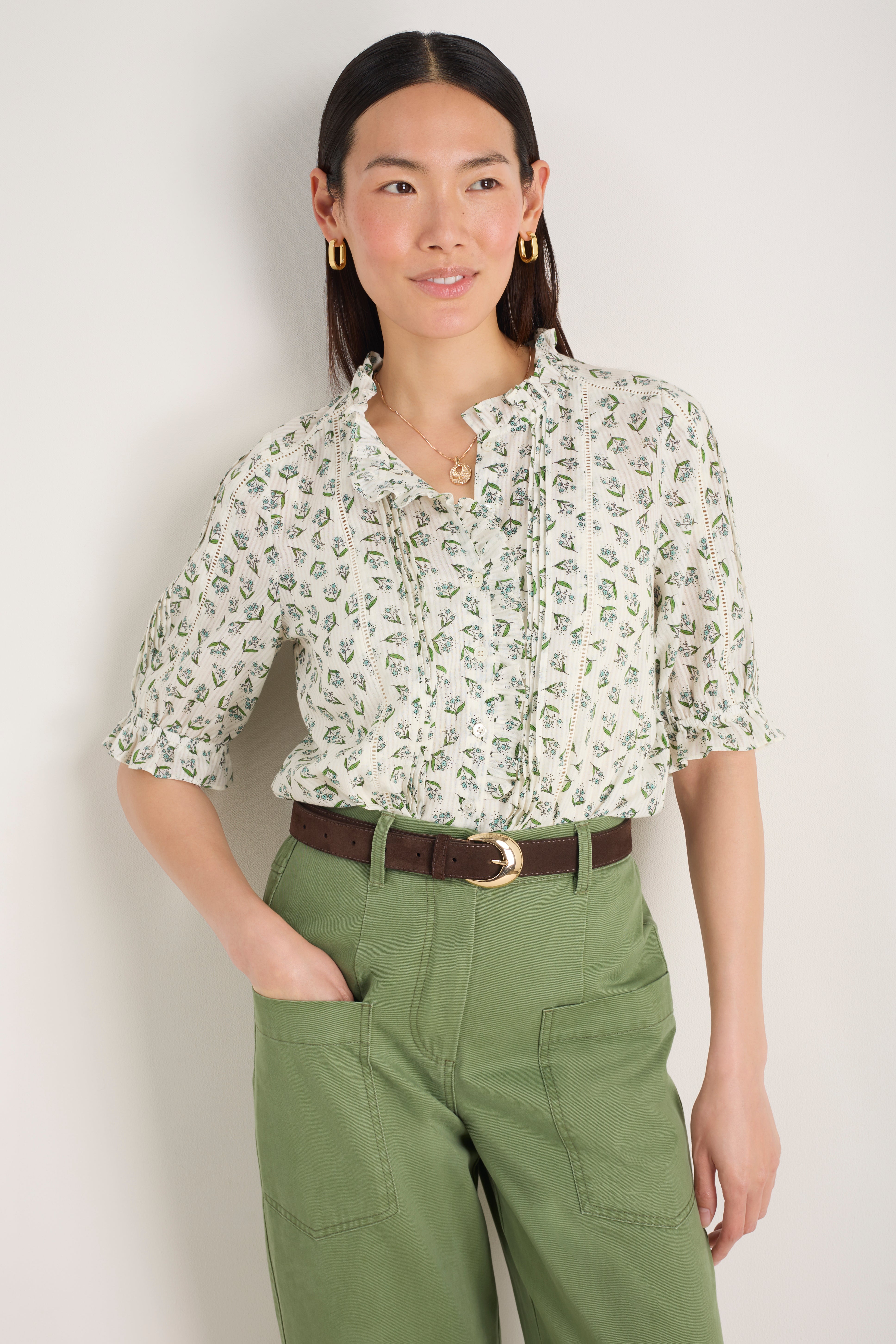 Elara Blouse - Ivory Stamp Floral