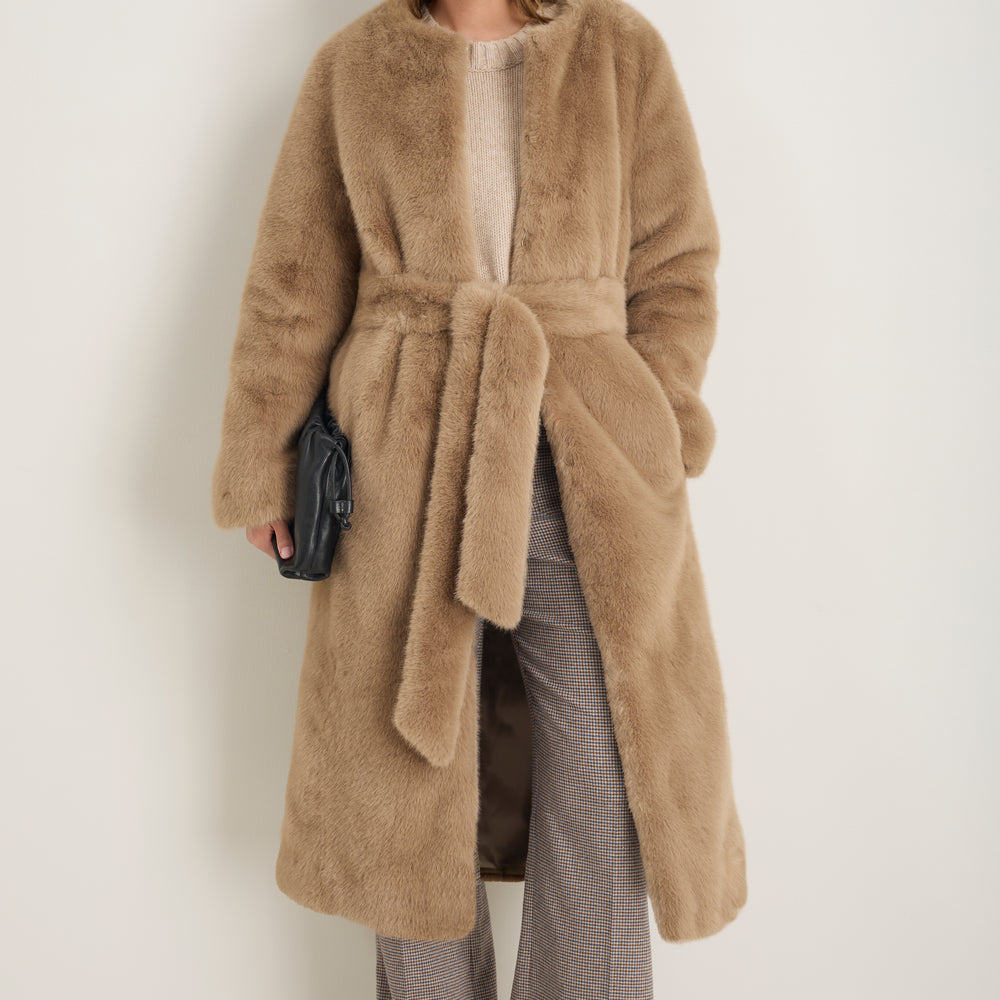 Cameron Long Length Faux Fur Coat - Mink