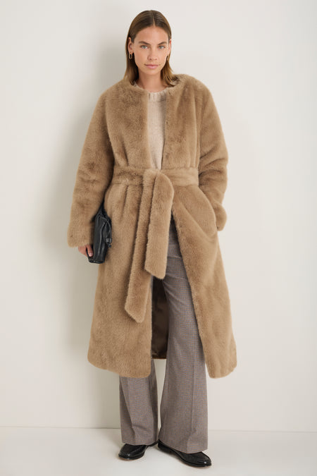 Cameron Long Length Faux Fur Coat - Mink