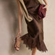 Ella Silk Lace Trim Skirt - Cocoa