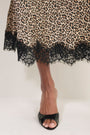 Ella Silk Lace Trim Skirt - Leopard