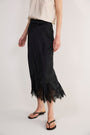 Ella Silk Lace Trim Skirt - Black