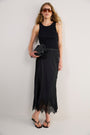 Ella Silk Lace Trim Skirt - Black