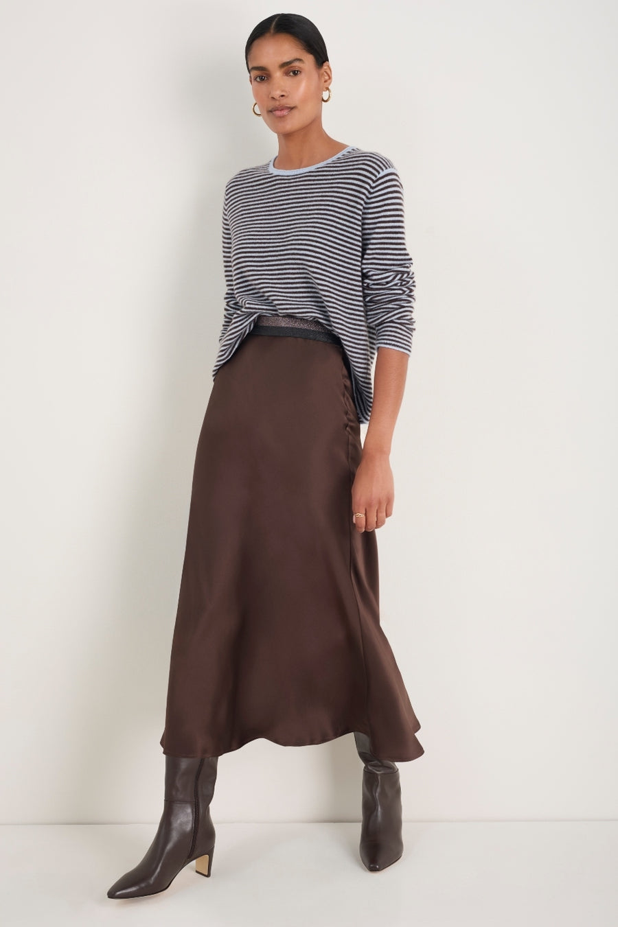 Ella Silk Skirt - Cocoa