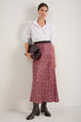 Ella Silk Skirt - Merlot/Dusty Rose Flower Head