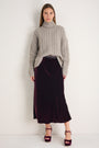Ella Silk Velvet Skirt - Deep Fig