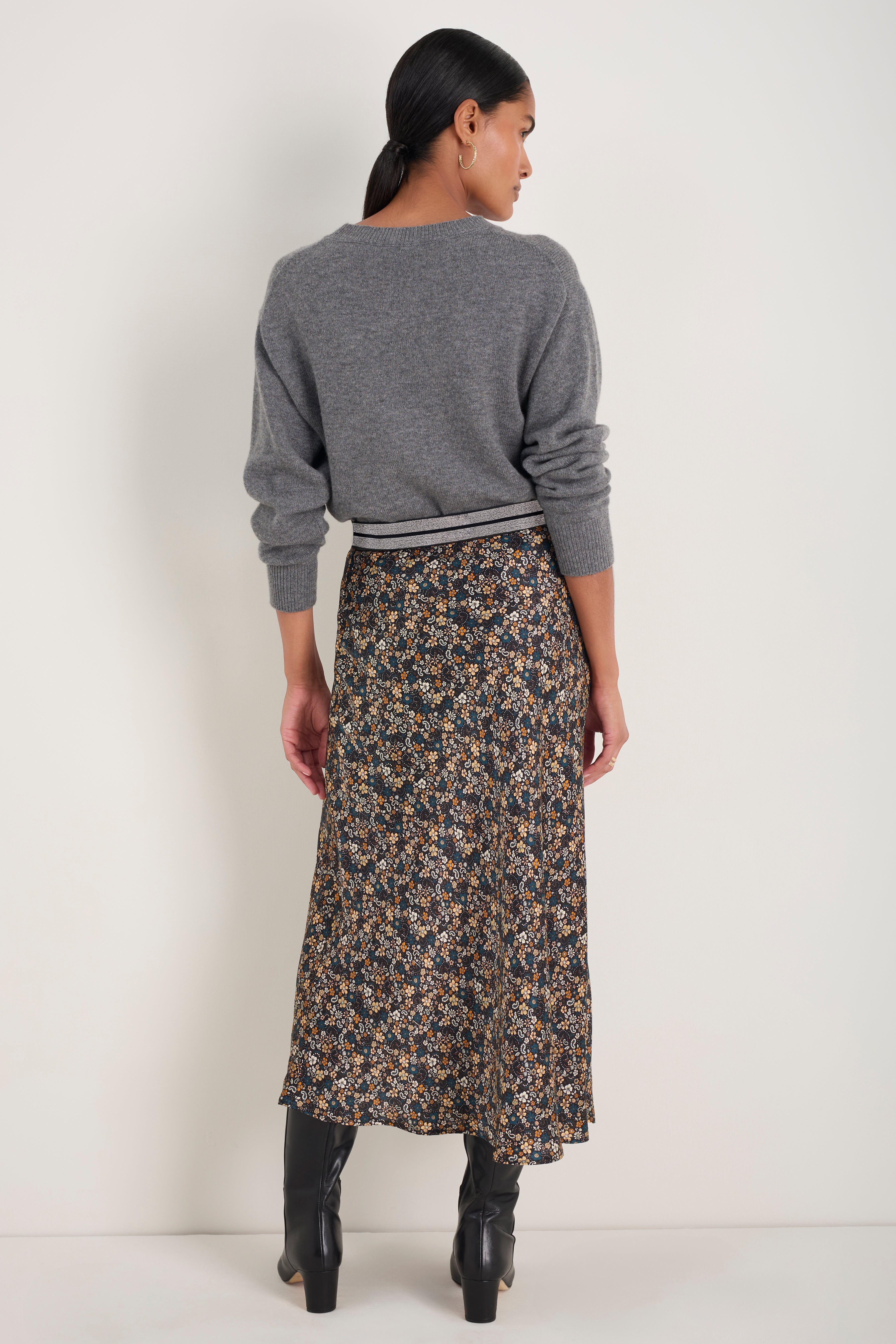 Ella Silk Skirt - Retro Floral Scarf