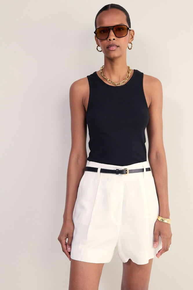 Elle Ribbed Vest - Black