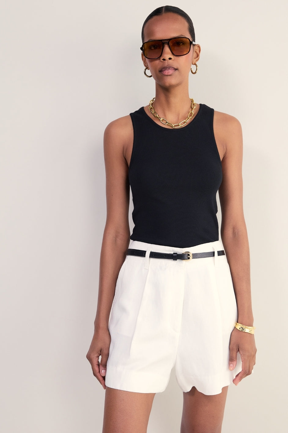 Elle Ribbed Vest - Black