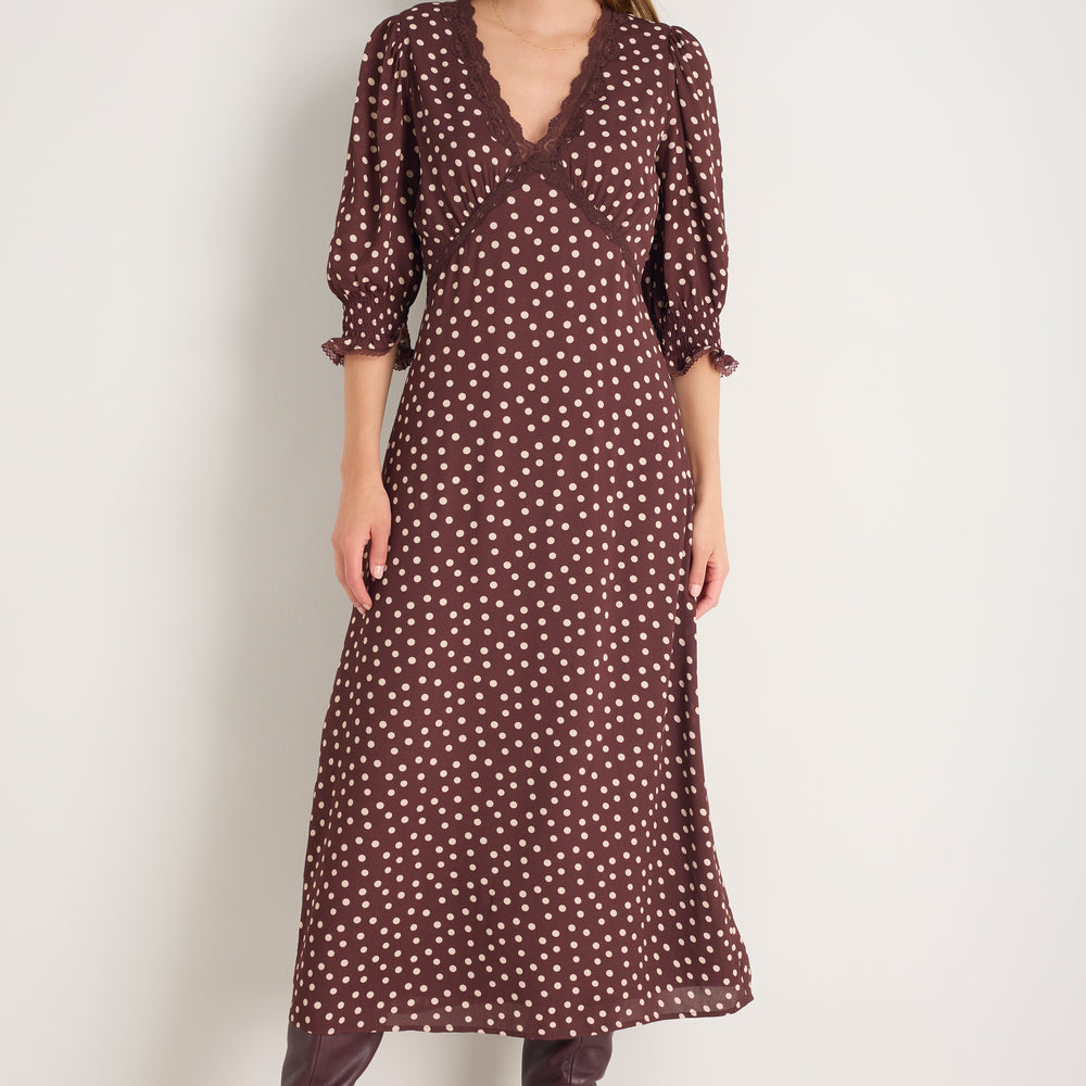Elodie Dress - Mocha Spot