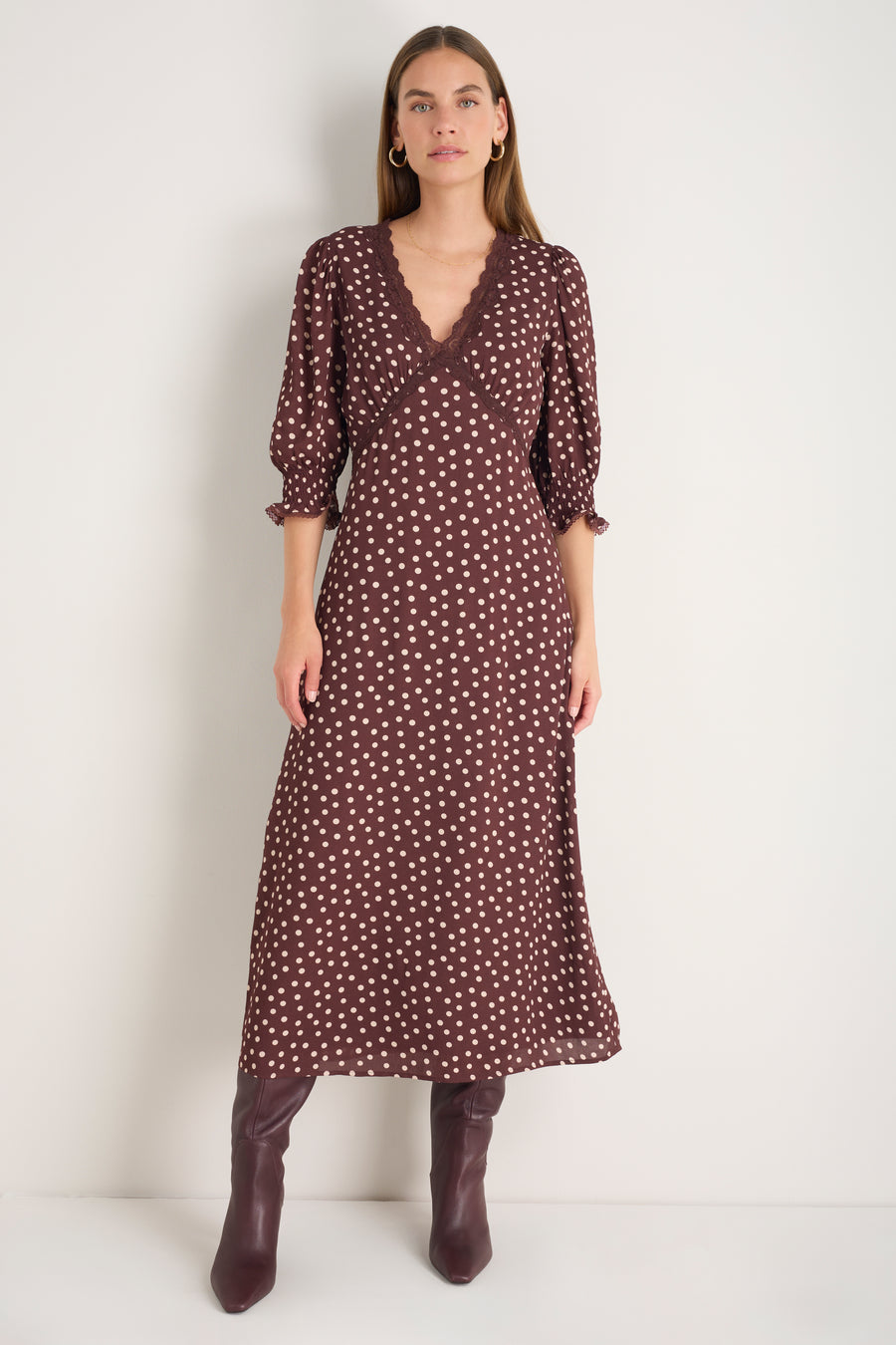 Elodie Dress - Mocha Spot