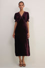 Elodie Silk Velvet Dress - Plum