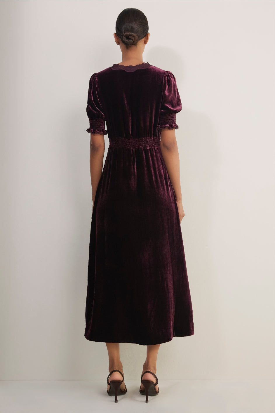 Elodie Silk Velvet Dress - Plum