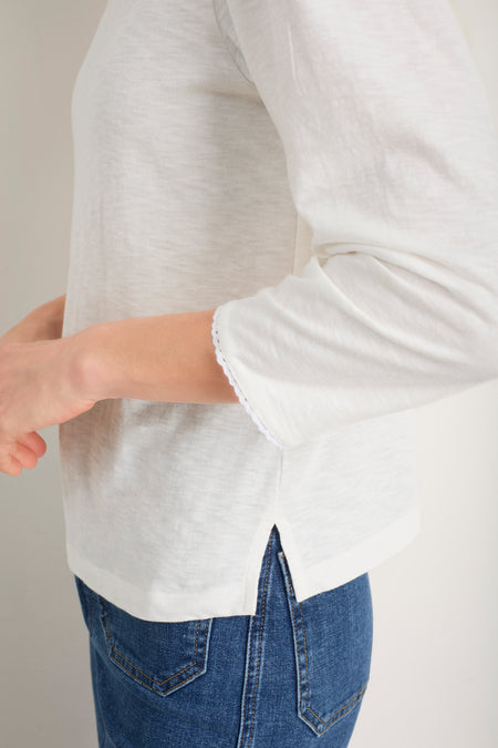 Elyna 3/4 Sleeve Tee - White