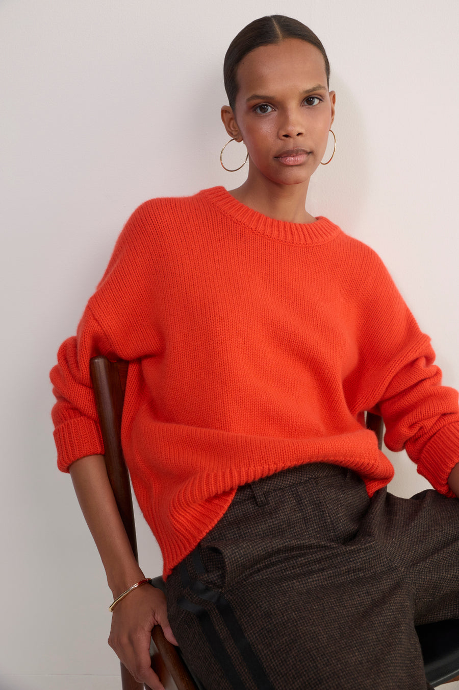 Erica Davies x WYSE Chunky Crew Neck Jumper - Orange