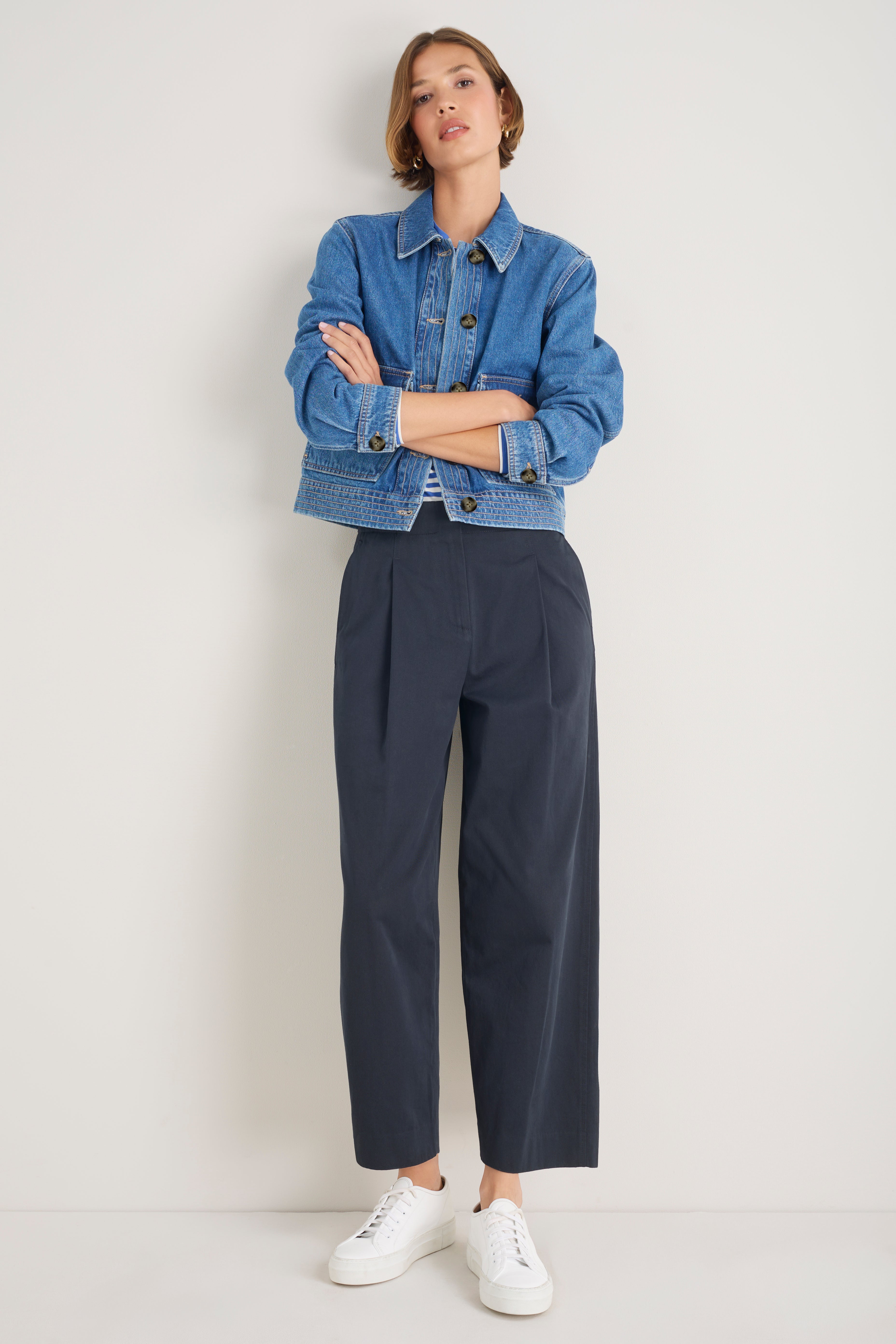 Etta Pleat Front Tapered Trouser - Deep Midnight
