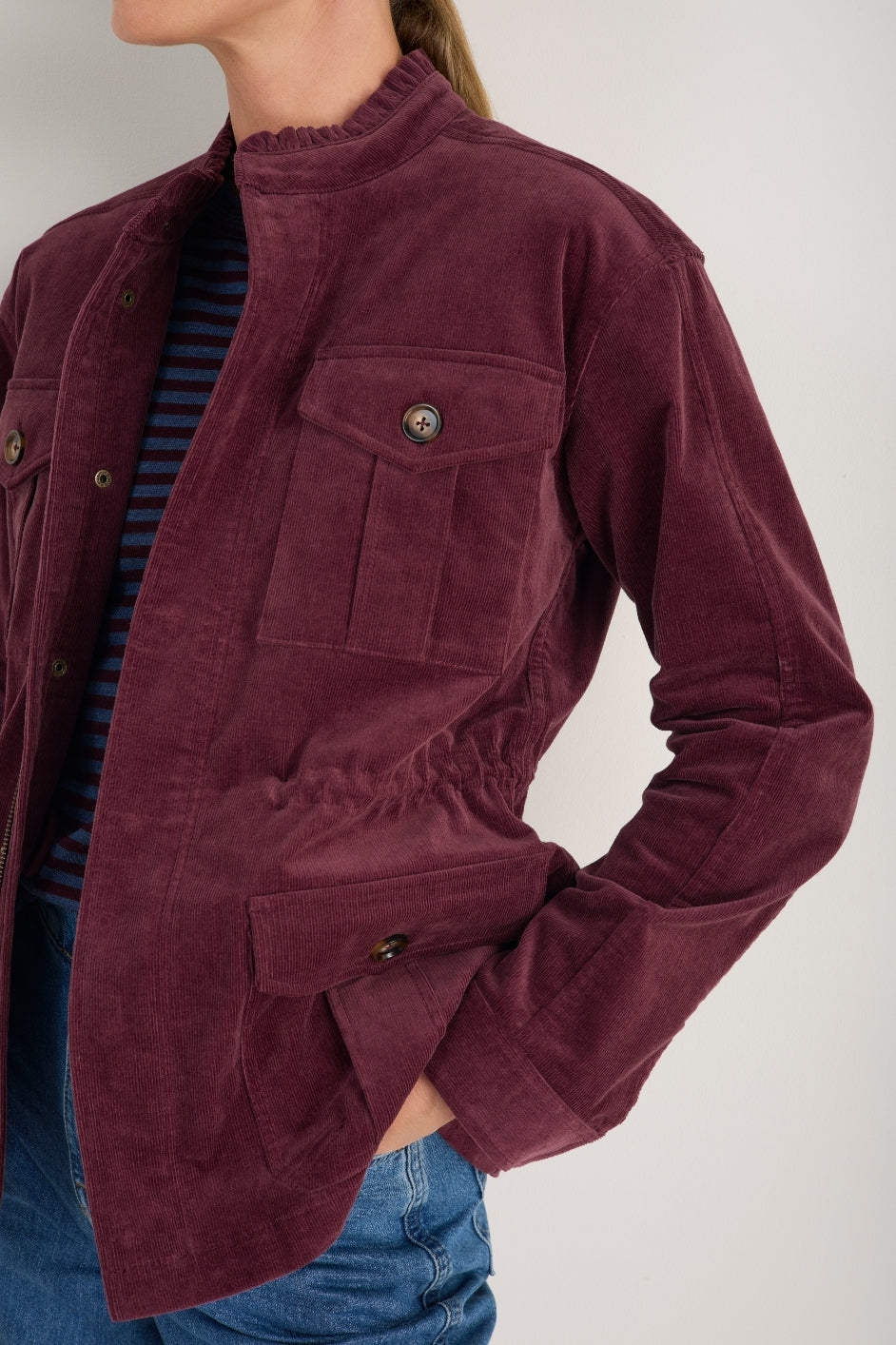Eva Pin Cord Jacket - Merlot