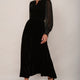 Eva Silk Velvet Dress - Black