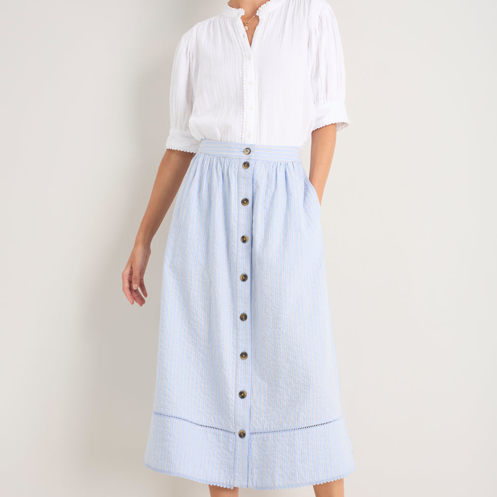 Evangeline Skirt - Powder Blue Stripe