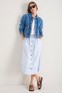 Evangeline Skirt - Powder Blue Stripe