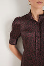 Fabienne Silk Dress - Deep Fig Leopard