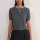 Felicity Embellished Neck Cardigan - Charcoal Grey