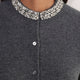Felicity Embellished Neck Cardigan - Charcoal Grey