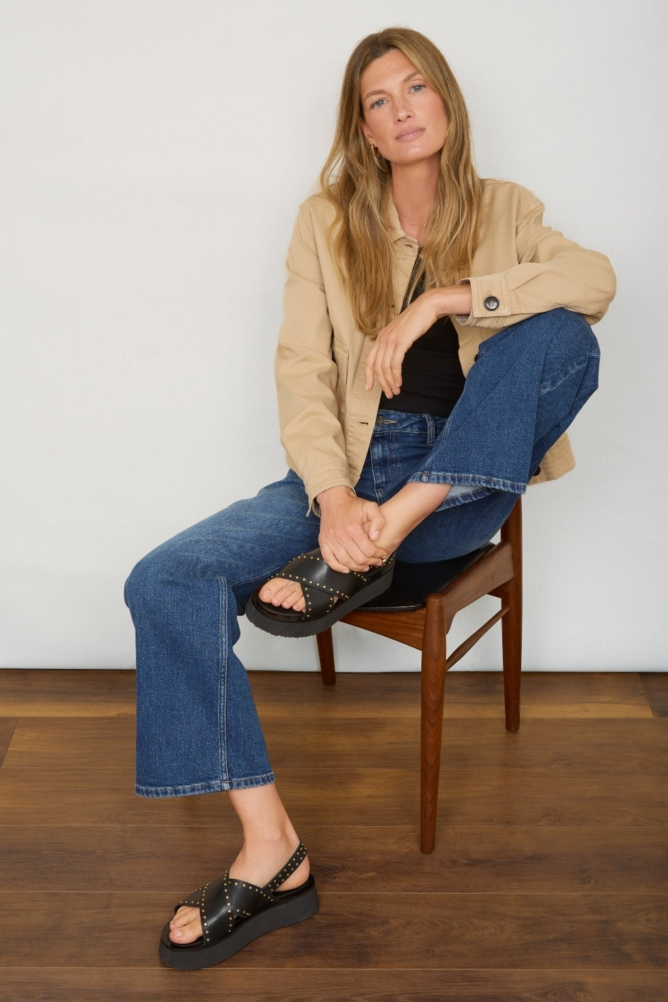 Fern Cross Over Platform Sandal - Black