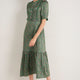 Finley Silk Dress - Jade Green Garden Floral