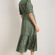 Finley Silk Dress - Jade Green Garden Floral