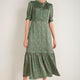 Finley Silk Dress - Jade Green Garden Floral
