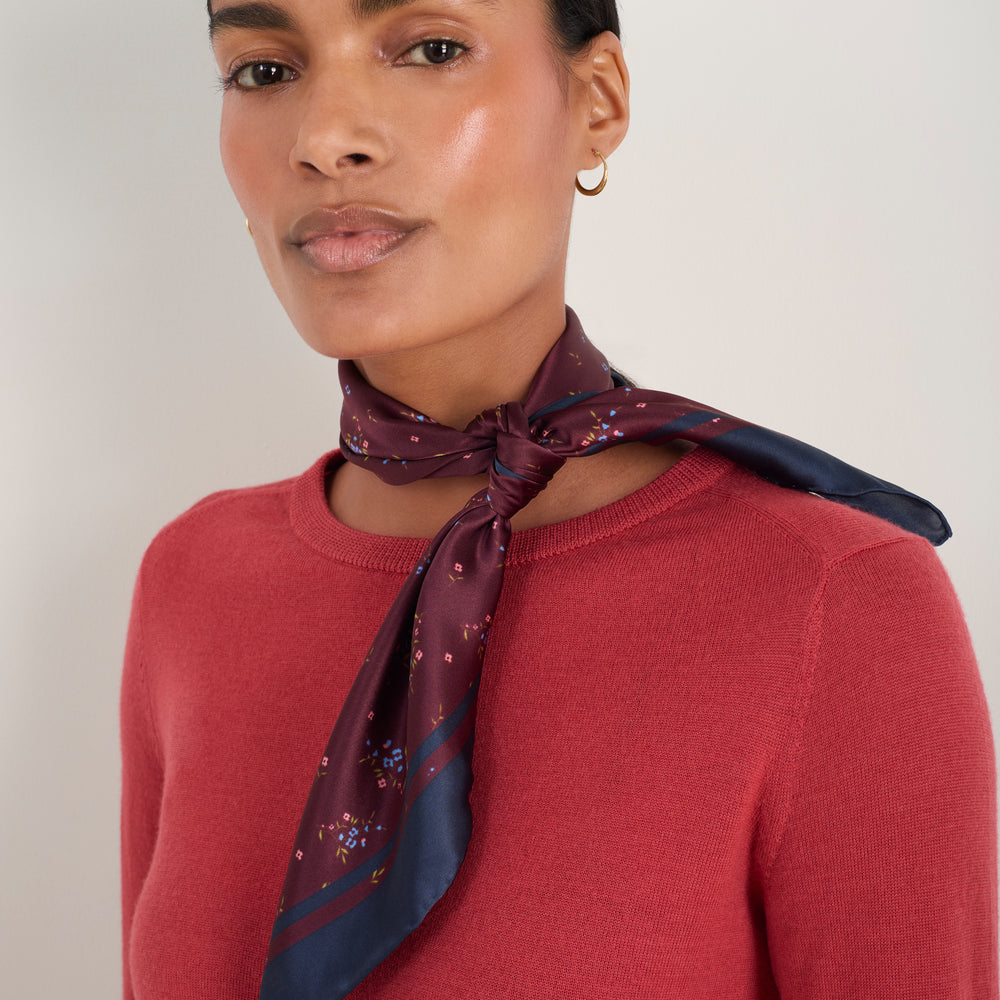 Serena Silk Scarf - Plum Sprig