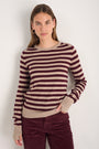 Fleur Merino Jumper - Oat/Deep Fig Stripe