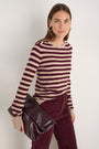 Fleur Merino Jumper - Oat/Deep Fig Stripe